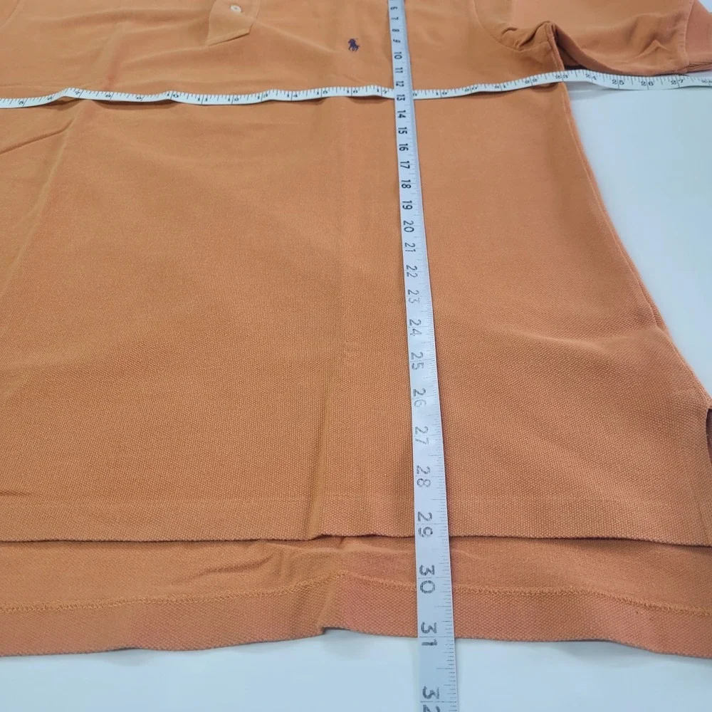 Polo Ralph Lauren Polo Shirt Men Large Orange Short Sleeve Cotton Pique Pony Vtg